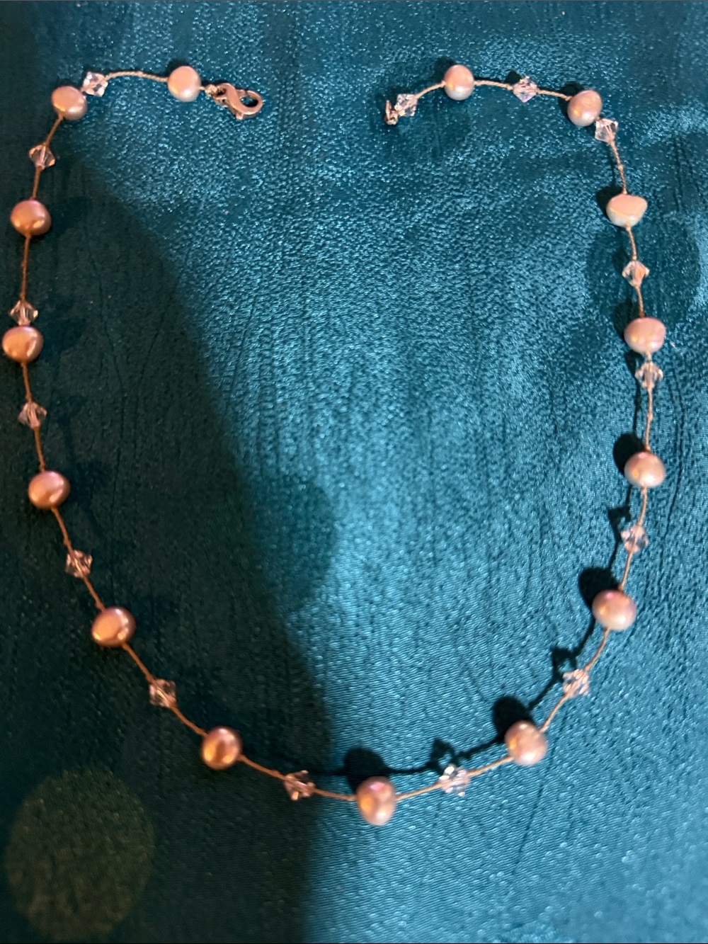 Freshwater, pearl crystal and sterling silver clasp necklace